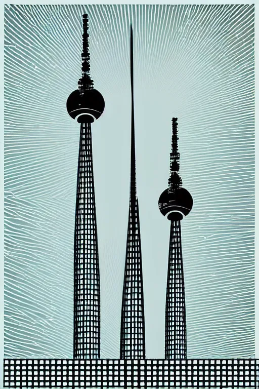 Image similar to minimalist boho style art of berlin television tower at sunrise, illustration, vector art