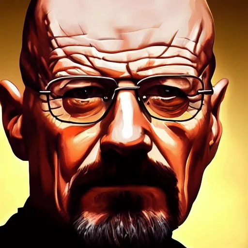 Prompt: oil painting of walter white, dramatic lighting, trending on artstation