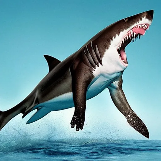 Image similar to barko the sharko, a rare breed of sharkdog or dogshark. a dog that is a shark.