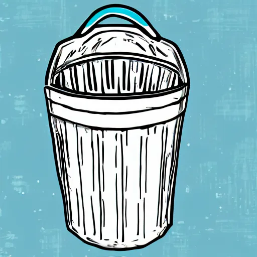 Image similar to Anime style illustration of a trash can with a face