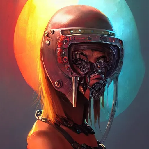 Image similar to cyberpunk viking helmet mask warrior goddess robot ninja fantasy, art gta 5 cover, official fanart behance hd artstation by jesper ejsing, by rhads, makoto shinkai and lois van baarle, ilya kuvshinov, ossdraws