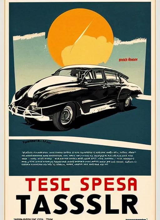 Image similar to vintage ad poster designed by apple for tesla company