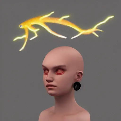 Prompt: an axolotl with a lightning bolt earring, trending on artstation