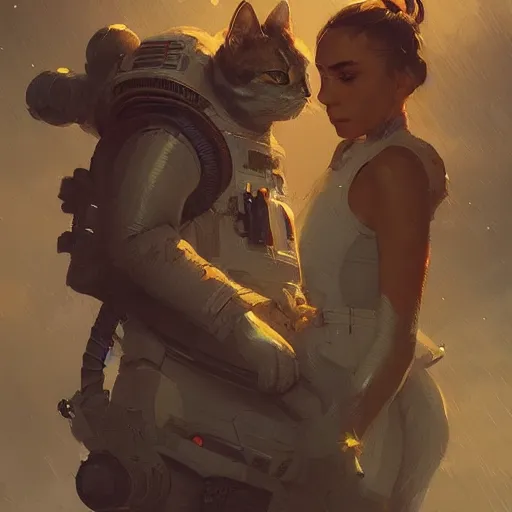 Image similar to 👨‍🚀🐈, digital Art, Greg rutkowski, Trending artstation,cinematographic