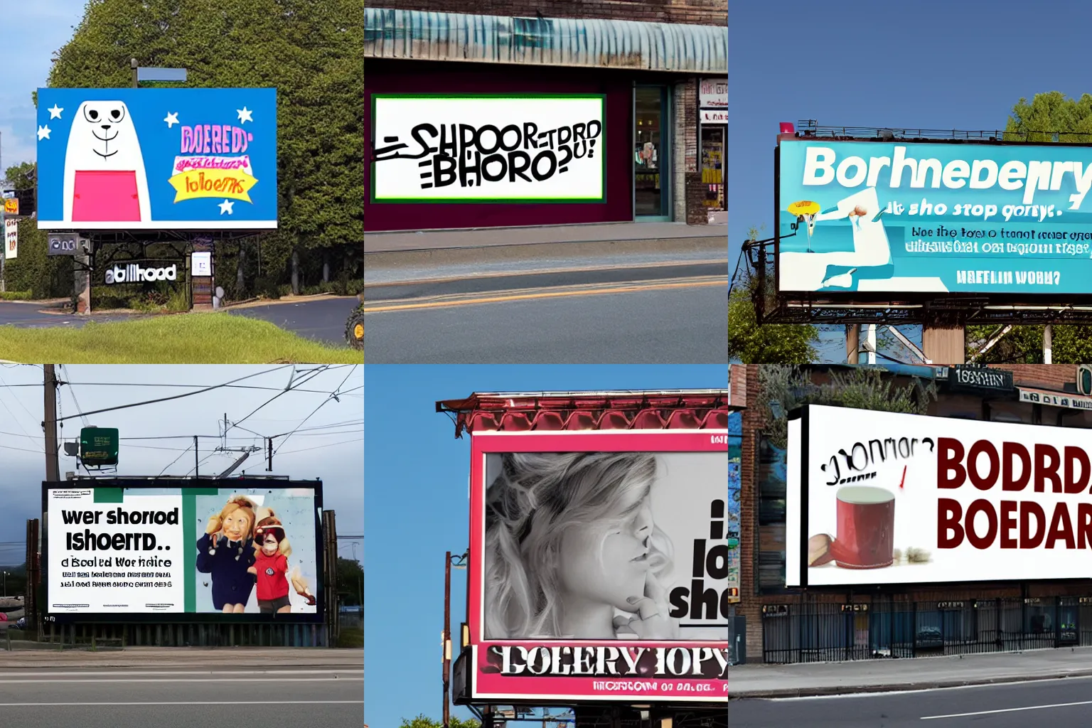 Prompt: billboard for a shop that sells boredom