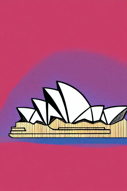 Prompt: sydney opera, illustration, in the style of katinka reinke