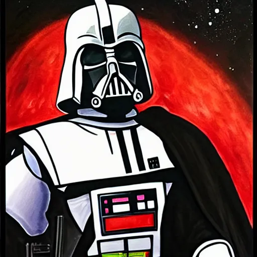 Image similar to a detailed painting of walter white as darth vader commanding the death star to destroy alderan