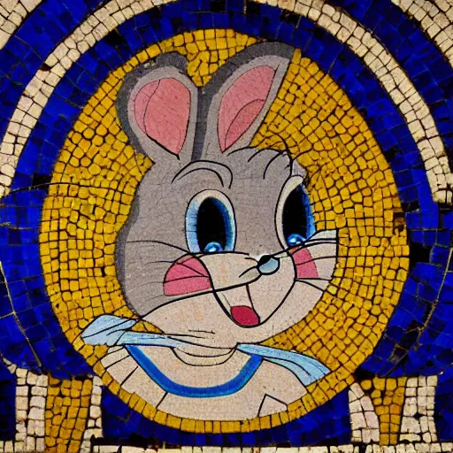 Prompt: bugs bunny in a ancient greek mosaic