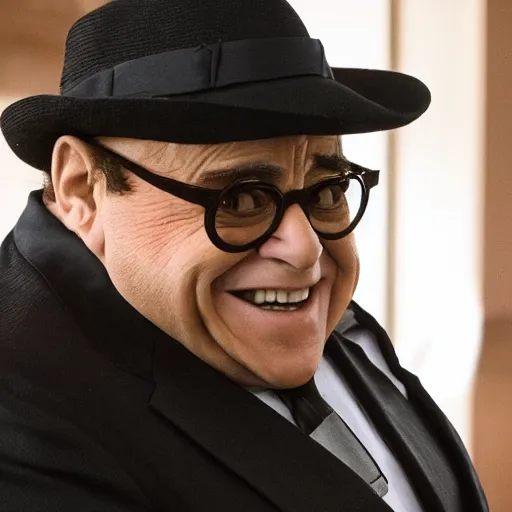 Image similar to danny devito starting in the man spider movie, 8 k, movie still