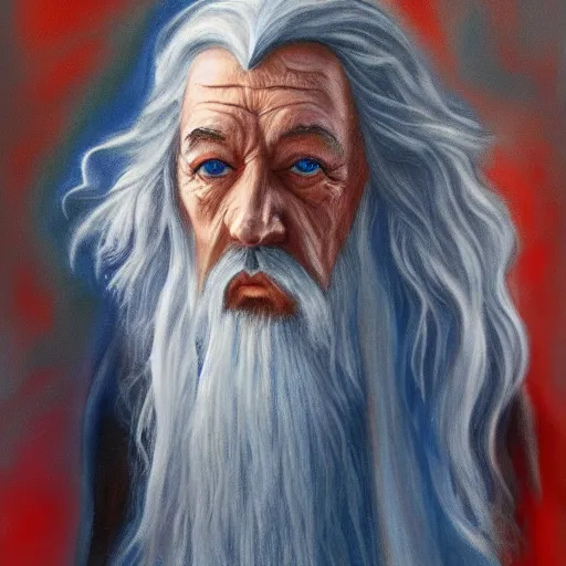 Image similar to gandalf as a robot, painting