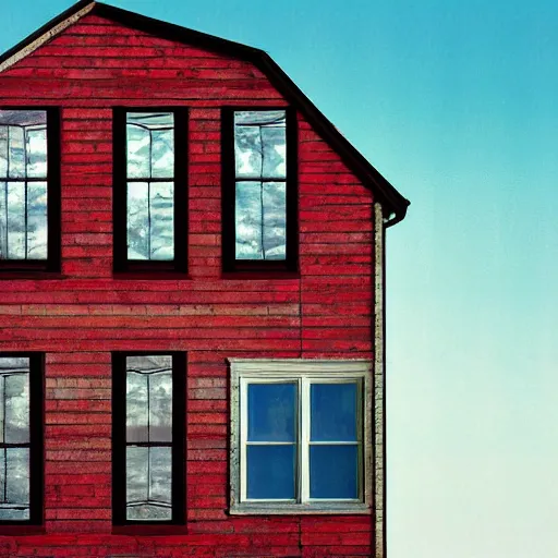 Prompt: a house upon the prairie, Colour photograph, detailed, architecture, fractal, mirrored