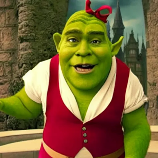 Image similar to Donald Trump playing Shrek in the live action adaptation (2041)