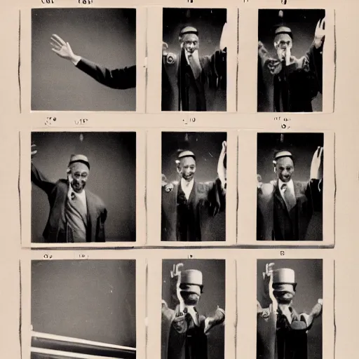 Prompt: a film strip reel of a man waving his arm from left to right