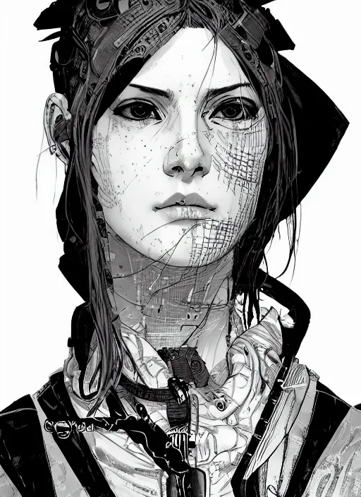 Prompt: cyberpunk fashion designer. portrait by ashley wood and alphonse mucha and laurie greasley and josan gonzalez and james gurney. spliner cell, apex legends, rb 6 s, hl 2, d & d, cyberpunk 2 0 7 7. realistic face. vivid color. dystopian setting.