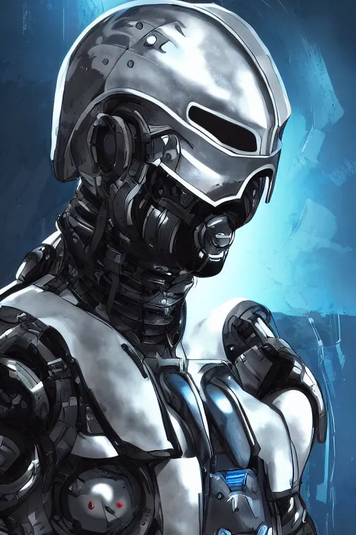 Image similar to cyber cyborg ninja mask helmet metal gear solid artic suit swat commando, global illumination ray tracing hdr fanart arstation by sung choi and eric pfeiffer and gabriel garza and casper konefal, a spectacular view cinematic rays of sunlight comic book illustration, by john kirby