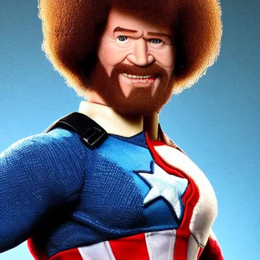 Image similar to Bob Ross as Captain America