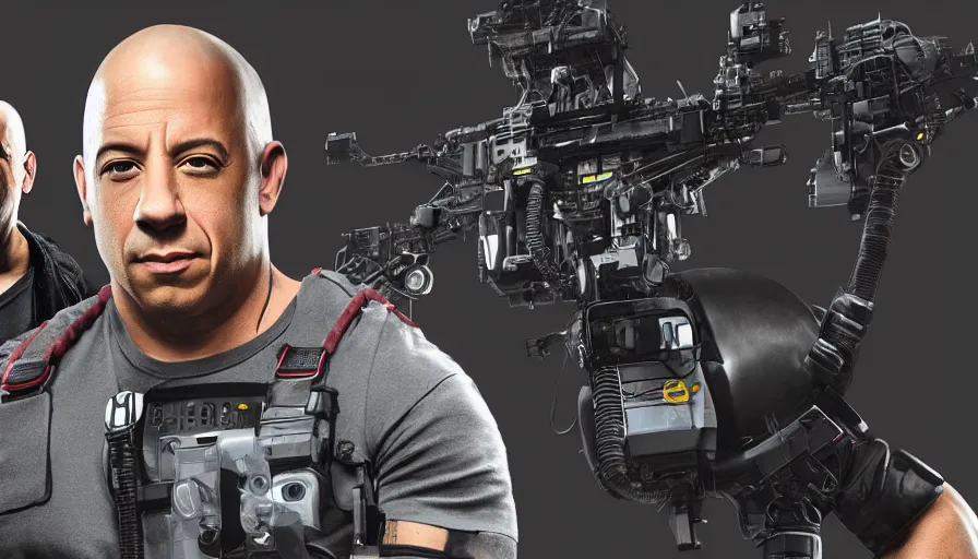 Image similar to Vin Diesel is a Ghostbuster, hyperdetailed, artstation, cgsociety, 8k