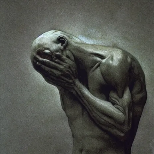 Image similar to pain, sculpture by zdzisław beksinski.