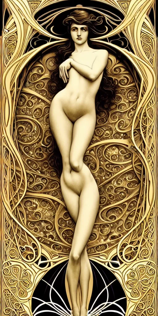 Image similar to the source of future growth dramatic, elaborate emotive Art Nouveau styles to emphasise beauty as a transcendental, seamless pattern, symmetrical, large motifs, hyper realistic, 8k image, 3D, supersharp, Art nouveau curves spirals and swirls, goldplated surfaces, Flying silk fabric, glittery iridescent and black and gold colors , pastel colors, perfect symmetry, iridescent, High Definition, sci-fi, Octane render in Maya and Houdini, light, shadows, reflections, photorealistic, masterpiece, smooth gradients, high contrast, no blur, sharp focus, photorealistic, insanely detailed and intricate, cinematic lighting, Octane render, epic scene, 8K