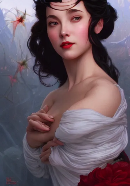 Prompt: snow white and chinese elon musk, sexy, intricate, elegant, highly detailed, digital painting, artstation, concept art, smooth, sharp focus, illustration, art by artgerm and greg rutkowski and alphonse mucha and william - adolphe bouguereau