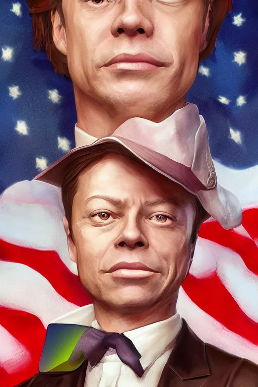 Image similar to portrait of us president brock pierce vfx concept artist & illustrator global illumination ray tracing hdr fanart arstation zbrush central hardmesh 8 k octane renderer comics stylized