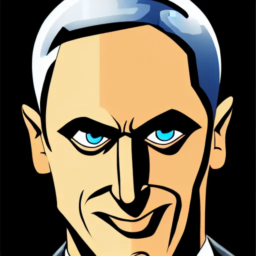 Prompt: solid glowing eyes, digital portrait of secretary of denis mcdonough face with solid glowing eyes, cover art of graphic novel, evil laugh, menacing, Machiavellian puppetmaster, villain, simple style, solid colors, clean lines, clean ink, trending on artstation