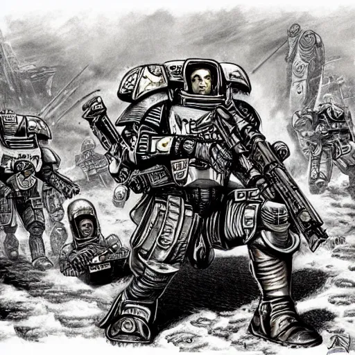 Image similar to cadia fell before the guard did, warhammer 4 0 k art, epic craig mullens