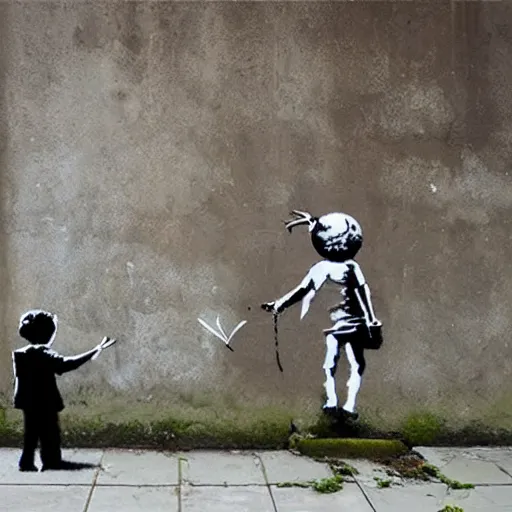 Image similar to artwork by banksy