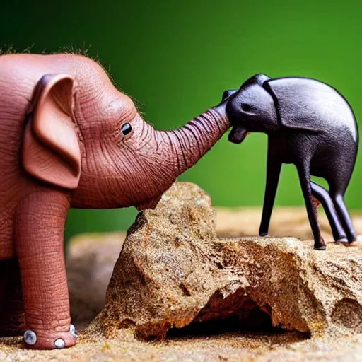 Prompt: a giant ant fighting a small elephant