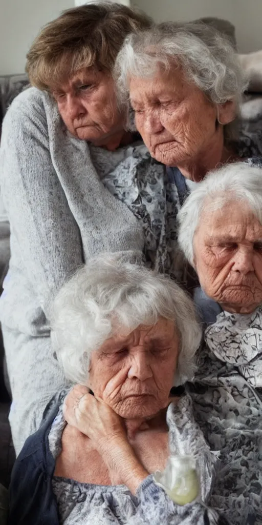 Prompt: sad grandmas in the house