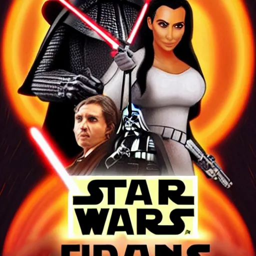 Image similar to super detailed star wars movie poster with ben shapiro, snooki and kim kardashian, 8k full HD photo, cinematic lighting, anatomically correct, oscar award winning, action filled, correct eye placement,