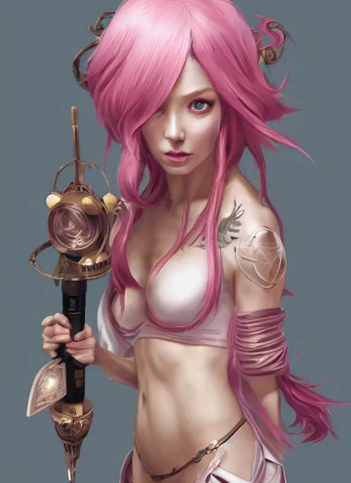 Prompt: seraphine, from league of legends, pink hair, studio microphone, musical instruments, au naturel, hyper detailed, digital art, trending in artstation, cinematic lighting, studio quality, smooth render, unreal engine 5 rendered, octane rendered, art style by klimt and nixeu and ian sprigger and wlop and krenz cushart