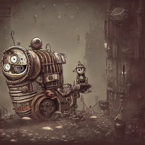 Image similar to machinarium, steampunk art, fantasy style, super high detail, super high quality, talented artist, trending on artstation