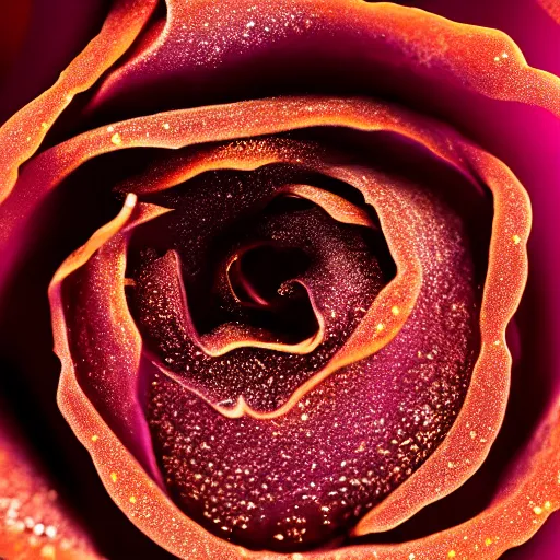 Prompt: award - winning macro of a beautiful magma rose made of glowing molten lava, inner glow, magma texture