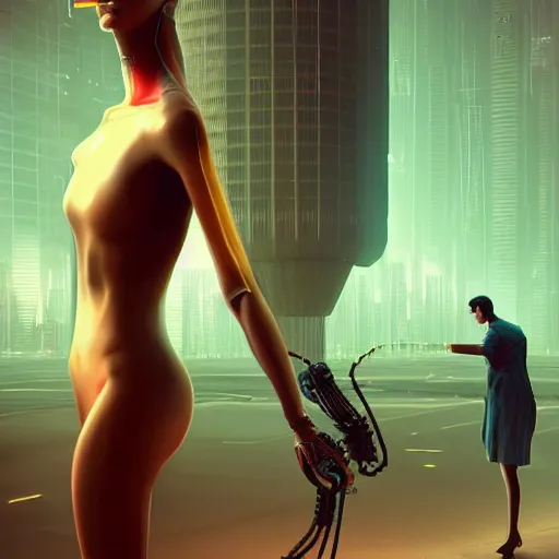 Prompt: 3 d human rendered in unreal engine, deux ex machina, beautiful woman by beeple, cyberpunk by beksinski, sexy transhuman body by stanisław lem cooperate with asher durand, wires and vessels coming out of quant core processor sci - fi