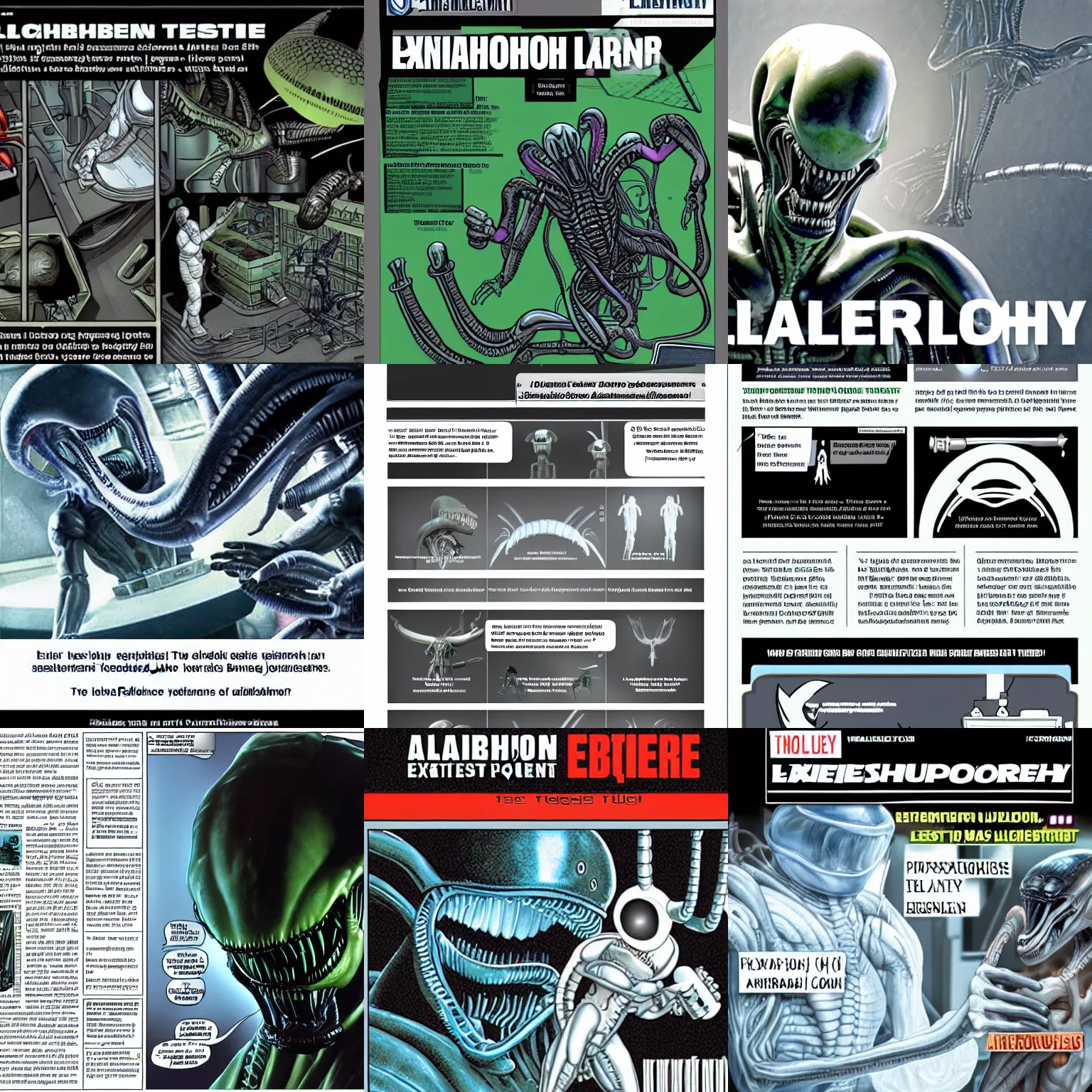 Prompt: aliens xenomorph laboratory testing guide. scientific journal.