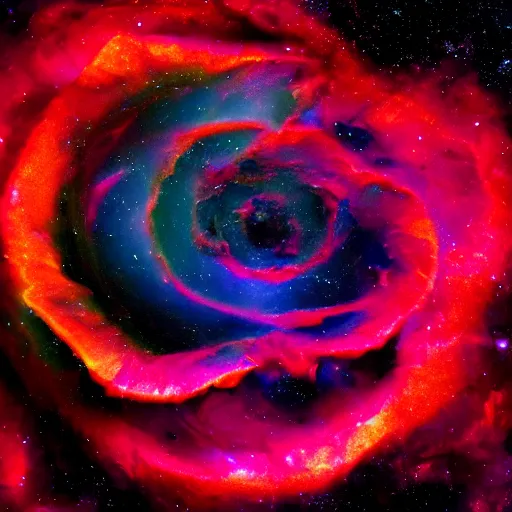 Image similar to award - winning macro of a beautiful galaxy rose made of molten magma and nebulae on black background by harold davis, highly detailed, inner glow, trending on deviantart, artstation and flickr, nasa space photography, national geographic