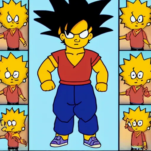 Image similar to son goku in tue style of simpson