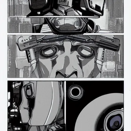 Prompt: Batou’s cybernetic eyes. Ghost in the shell. Moebius, cyberpunk, masterpiece