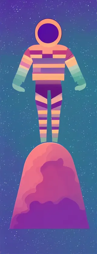 Image similar to “ person floating in space, in the style of kurzgesagt ”