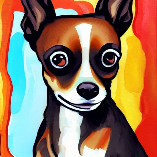 Image similar to abstract painting of a Chihuahua and pizza