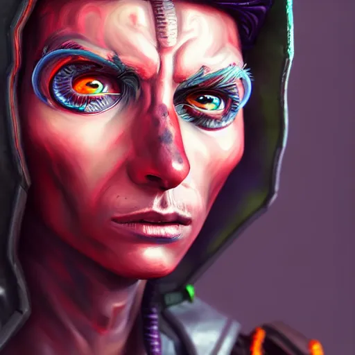 Image similar to portrait painting of a cyberpunk tiefling street doctor, sharp focus, award - winning, trending on artstation, masterpiece, highly detailed, intricate, cartoon, anime. art by merwild and ernesto irawan and rachel denton