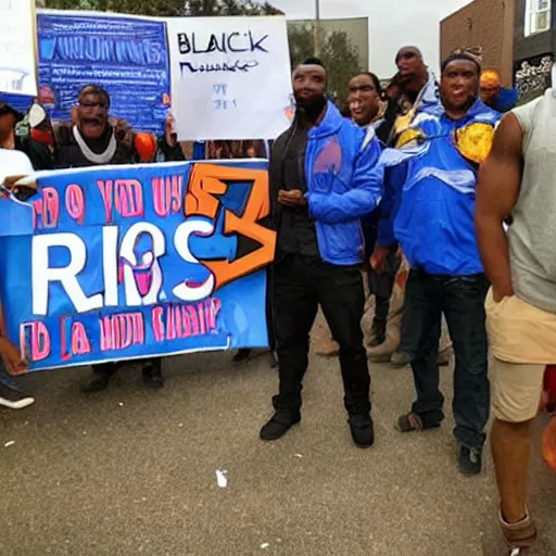 Image similar to black men raise up a big blue arrow