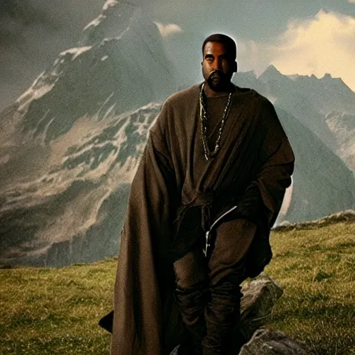 Image similar to kanye west on a quest in lord of the rings