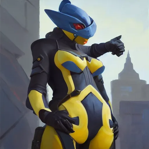 Image similar to greg manchess portrait painting of partially armored greninja as overwatch character, medium shot, asymmetrical, profile picture, organic painting, sunny day, matte painting, bold shapes, hard edges, street art, trending on artstation, by huang guangjian, gil elvgren, ruan jia, greg rutkowski, gaston bussiere