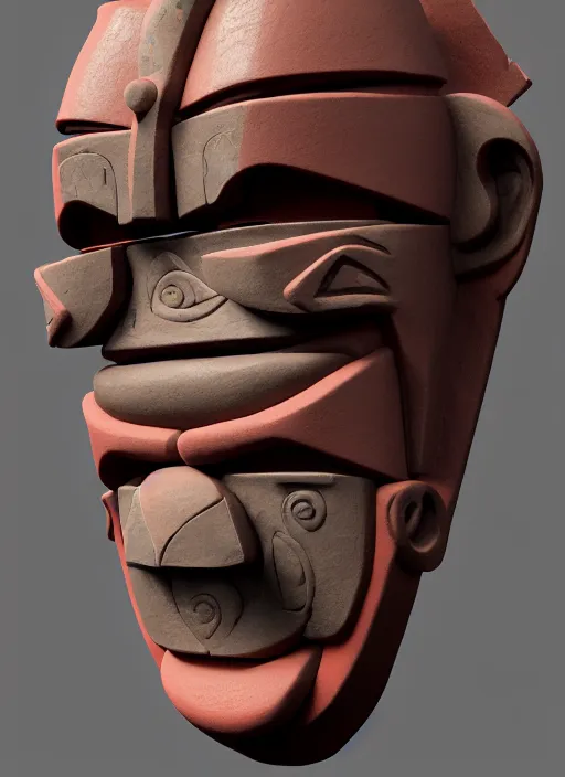 Image similar to tribal maya mask made out of playdough, zbrush, 3 d, 8 k, unreal engine, octane render, hyper quality