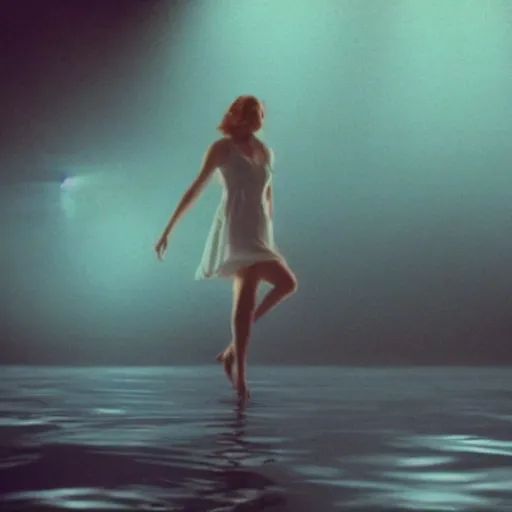 Image similar to movie still of a girl floating, cinematic composition, cinematic light, surreal cinema, dream effect, dream atmosphere, by edgar wright and david lynch,