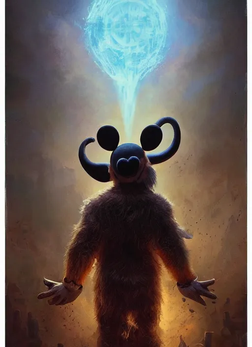 Prompt: portrait of a baphomet mickey mouse, depth of field, soft focus, highly detailed, intricate, realistic, national geographic cover, soft glow, textured, artstation, concept art, sharp focus, illustration, artgerm, greg rutkowski, earl norem