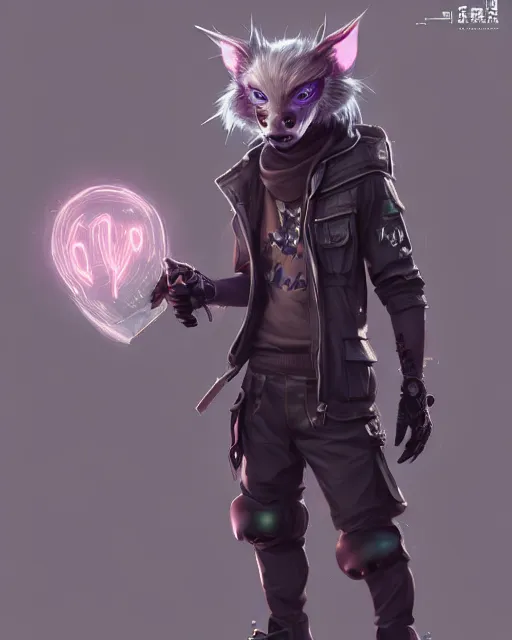 Image similar to character concept art of a cute young male anthropomorphic cyberpunk furry | | cute - fine - face, pretty face, key visual, realistic shaded perfect face, fine details by stanley artgerm lau, wlop, rossdraws, james jean, andrei riabovitchev, marc simonetti, and sakimichan, trending on artstation