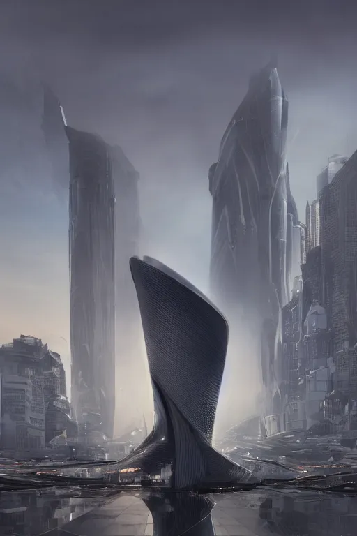 Prompt: professional cinematic photograph concept render of a single massive beautiful neo - futuristic matte symmetrical elongated oval monolith by ilm and denis villeneuve, emmanuel shiu, zaha hadid, sunset, mist vapor, deep color, architectural scale, dark background, hyperrealism, very high detail, volumetric, trending on artstation, cgsociety, rendered in octane